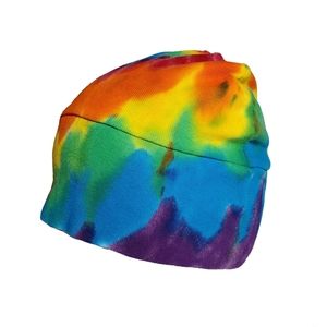 Rainbow Tie Dye Beanie Cap Hat Cotton Stretchy dreads